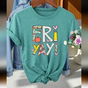 New! Fri Yay Graphic Tee XL – Retro Style Fun Friday Shirt, Comfy Travel Top
